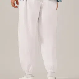 Styli White Cotton Relaxed Fit Joggers image 2
