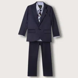 Blue Giraffe Kids Navy Regular Fit Full Sleeves Shirt Set-image-33