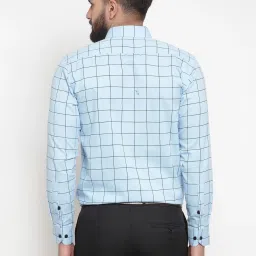 Jainish Sky Blue Regular Fit Checks Shirt image 2
