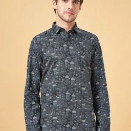Peregrine by Pantaloons Black Cotton Slim Fit Printed Shirt-picture-24