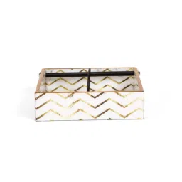 Home4U 'Auric' Beige & Brown MDF Tissue Holder - Set of 1 image 3