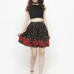Sera Black & Red Floral Print Skirt image 5