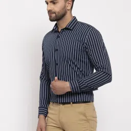 Jainish Navy Regular Fit Striped Shirt image 2