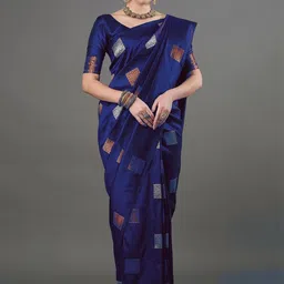 CaniBani Woven Design Zari Silk Blend Heavy Work Banarasi Saree image 5
