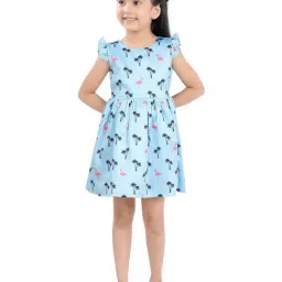poplins Kids Blue Printed Frock Dress-picture-44