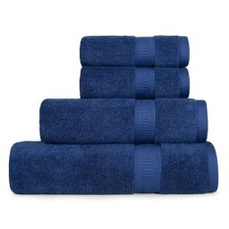 Mytrident unisex Blue Cotton Towel Set of 4-picture-6