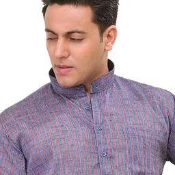 Exotic India Men Striped Regular Kurta with Pyjamas image 3