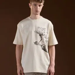 The Bear House Cream Cotton Oversized Printed T-Shirt-image-56