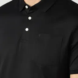 Van Heusen Black Cotton Regular Fit Polo T-Shirt image 4