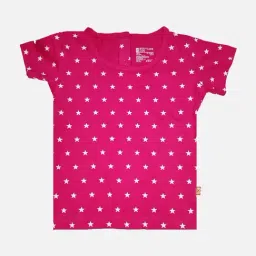 Bodycare Kids Fuchsia Pink Cotton Printed T-Shirt-image-2