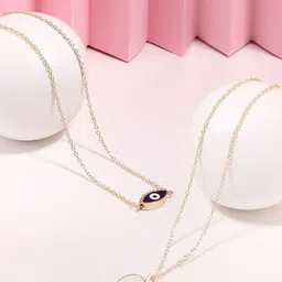 AMI Set Of 2 Gold-Plated Enamelled Evil Eye Pendant Minimal Chain-picture-28