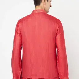 Fabindia Red Sleeveless Mandarin Collar Nehru Jacket image 2