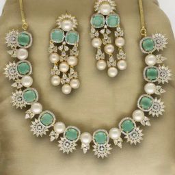Sri Jagdamba Pearls White Regal Glory Pearl Necklace & Earring Set-picture-41