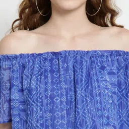 Sera Blue Printed Top With Skirt image 5