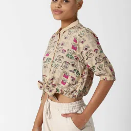 Forever 21 Multicolor Printed Crop Shirt image 3
