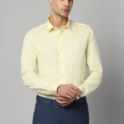 Louis Philippe Yellow Cotton Slim Fit Printed Shirt-image-61