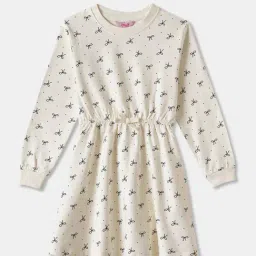R&B Kids Beige Printed Regular Fit Dress-picture-19