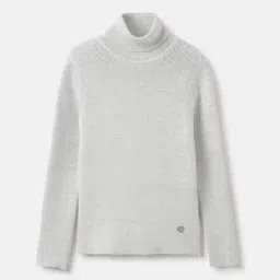 Blue Giraffe Girls White Cotton Blend Solid Sweater-image-58