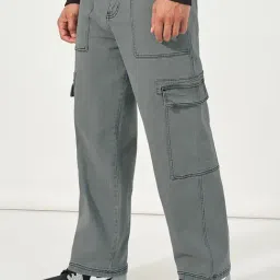 Styli Light Blue Flare Fit Cargo Jeans-image-58