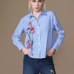 Kazo Blue Relaxed Fit Striped Shirt-picture-47