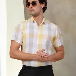 Indian Needle Yellow Ragular Fit Checks Shirt-picture-10