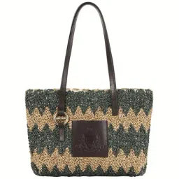 Hidesign Beige & Green Textured Medium Tote Handbag-image-80