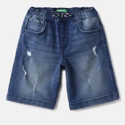 United Colors of Benetton Boys Blue Cotton Washed Shorts-picture-45