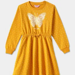 R&B Kids Yellow Printed Regular Fit Dress-picture-19