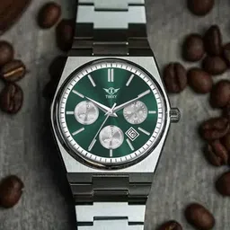 TWIXY Men Brass Embellished Dial & Stainless Steel Embellished Straps Analogue Watch TYW-15 GREEN image 3