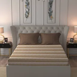 MYTRIDENT Brown Striped 180 TC King Bedsheet with 2 Pillow Covers image 5