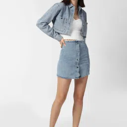 Forever 21 Blue Shirt With Skirt image 4