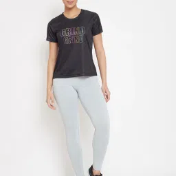 Clovia Black Graphic Print T-Shirt image 4