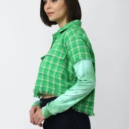 Forever 21 Green Cotton Checks Shirt image 3