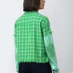 Forever 21 Green Cotton Checks Shirt image 2