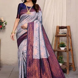 Snofi Creation Ethnic Motifs Woven Design Zari Kanjeevaram Saree-picture-25