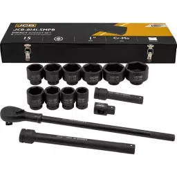 JCB 15 Pcs Air Impact Socket Kit 1 Inch (25.4 mm) Size Black, JCB-8141-5MPB-picture-19