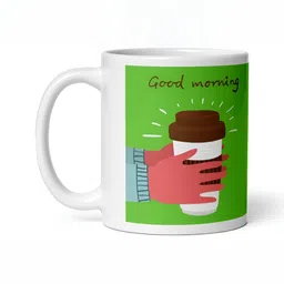 Mr UVD White & Green Graphic Printed Ceramic Matte Mug 350 ml-image-79