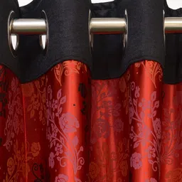 Cortina Red Set of 2 Printed Long Door Curtains image 2