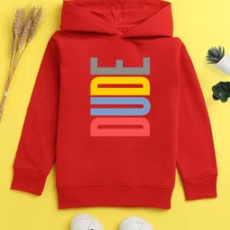 NUSYL Cotton Fleece Unisex Full Sleeves Dude Print Hooded Sweatshirt - Red-picture-22