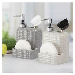 Kookee Ceramic Soap Dispenser liquid handwash pump for Bathroom, Set of 2, Grey (11021)-350 ml-picture-16