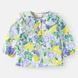 Babyhug Rayon Woven Full Sleeves Top With Floral Print - Yellow image 1