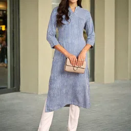 SZN Striped Mandarin Collar Straight Kurta-picture-26