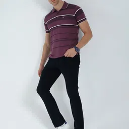 Monte Carlo Men Striped Polo Collar Pockets T-shirt image 3