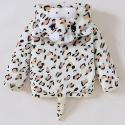 Kookie Kids Full Sleeves Hoodies With Cheetah Print - White image 2