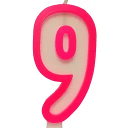 Funcart Pink and White Numerical 9 Style Candle - pack of 1 image 2