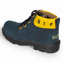 Stefens Brand Name Text Detailed Lace Up Boots - Blue image 4