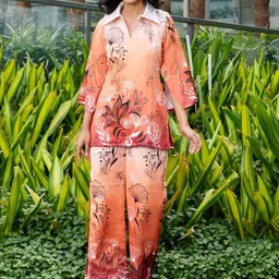 Akaya Nova Bloom Printed Shirt-Neck Tunic With Trouser Co-Ords-picture-16