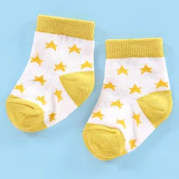 Cute Walk by Babyhug Non Terry Ankle Length Anti Bacterial Socks Striped Pack of 3 - Yellow image 4