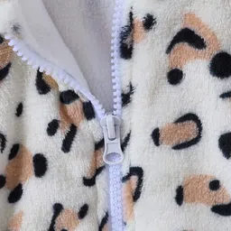 Kookie Kids Full Sleeves Hoodies With Cheetah Print - White image 4