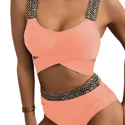 DressBerry Embellished Shoulder Straps Swim Body Suit-image-89